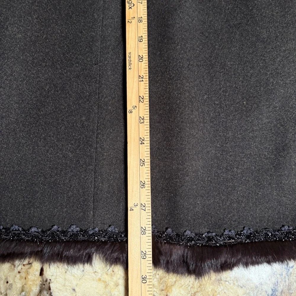 Forwear New York Midi Lined Pleated Skirt Sz 10 Beaded‎ Fur Trim A-Line Boho